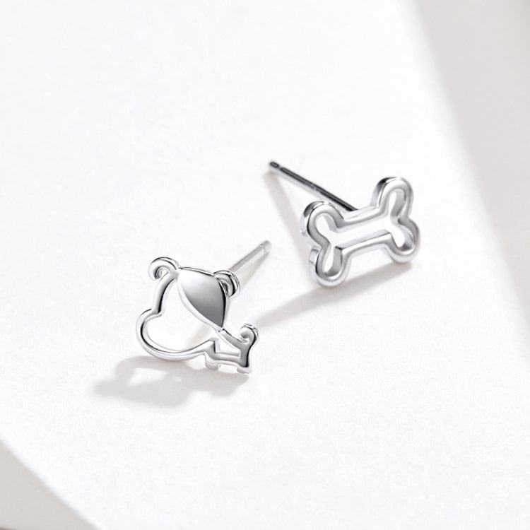 Sterling Silver Hollow Dog Bone Earrings Simple Jewelry