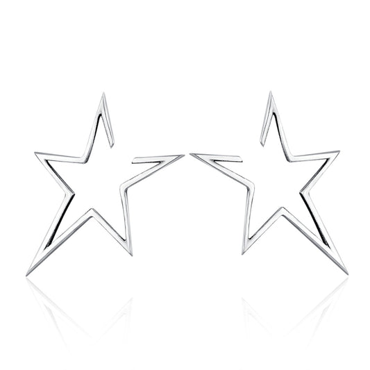 Simple S925 Sterling Silver Earrings Star Hollow Female Temperament Earrings