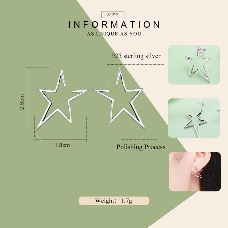 Simple S925 Sterling Silver Earrings Star Hollow Female Temperament Earrings