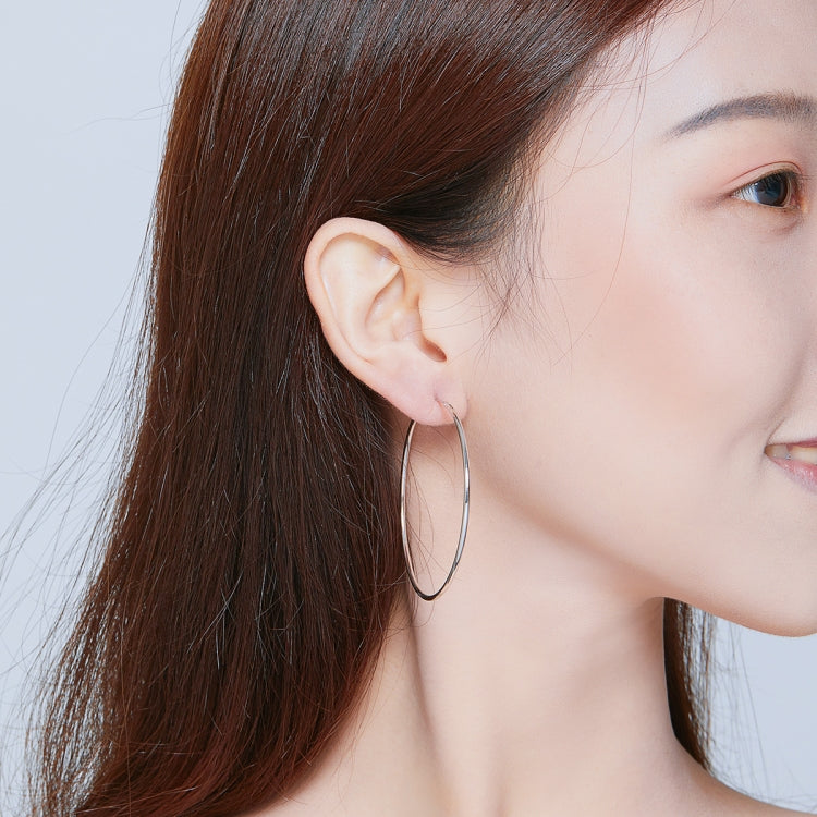 Big Circle Earrings Simple Platinum-plated Sterling Silver S925 Earrings