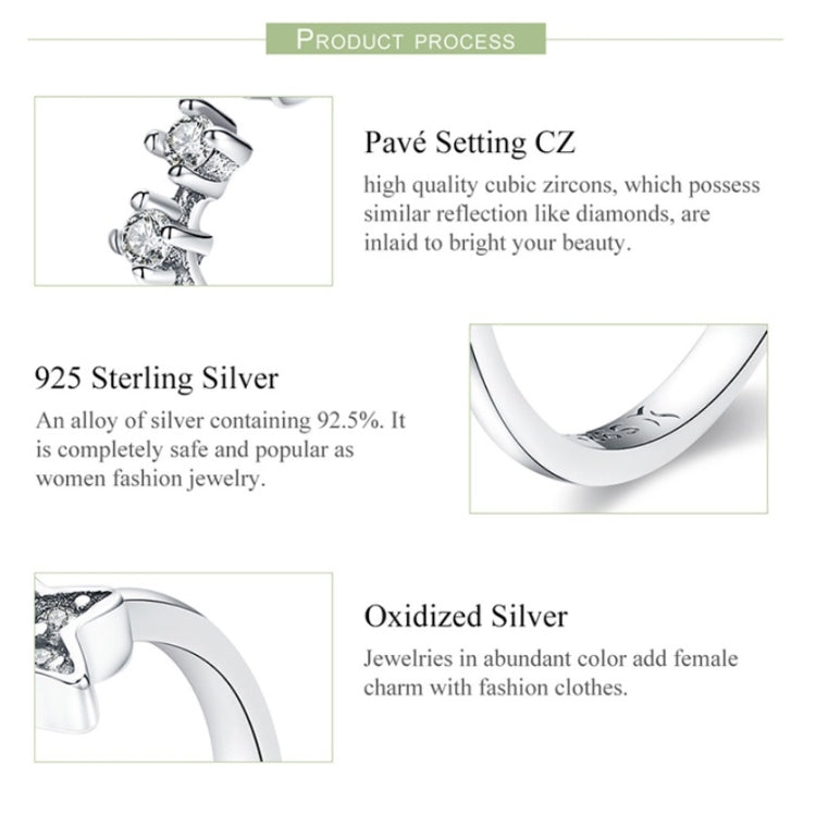 Star Diamond Hollow Ring S925 Sterling Silver Ladies Five-pointed Star Open Ring