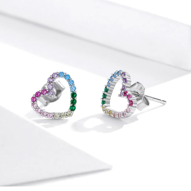 Rainbow Earrings Sterling Silver S925 Heart-shaped Zircon Girls Accessories