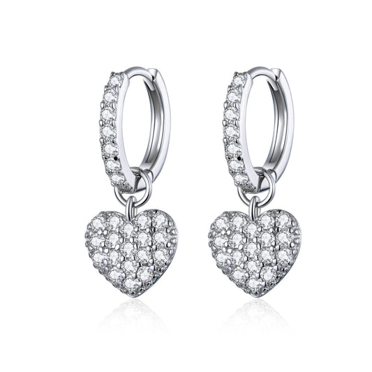 Heart-shaped Earrings Zircon Earrings Sterling Silver S925 Stud Earrings