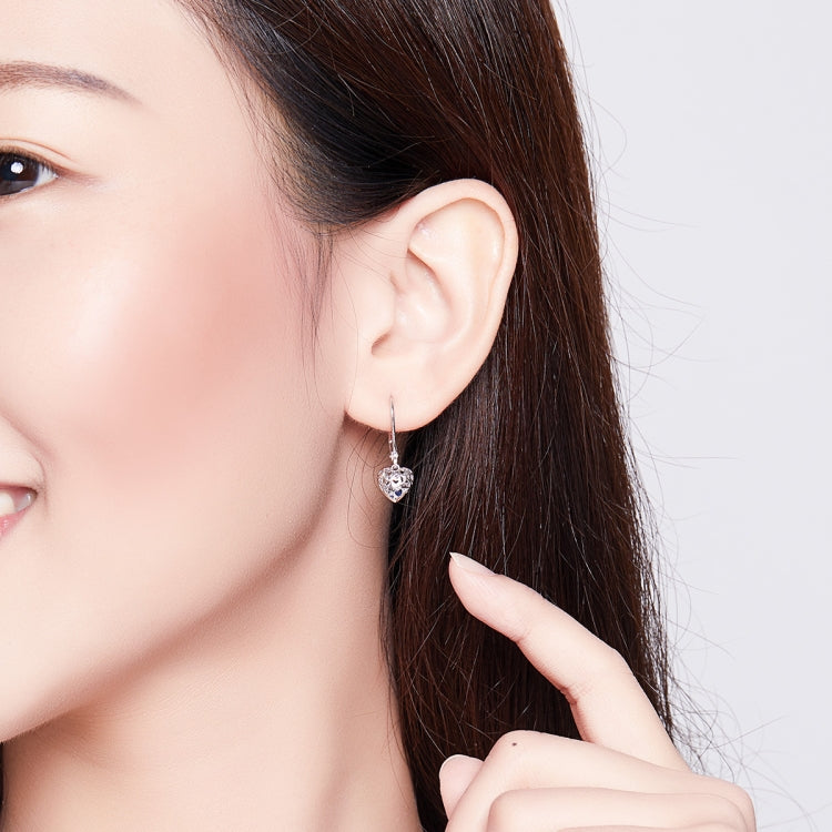 S925 Sterling Silver Stud Earrings Hollow Heart Shaped Earrings Simple Platinum Plated Earrings
