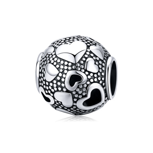 Vintage Love Beaded Sterling Silver S925 Round Beads DIY Bracelet Jewelry Accessories