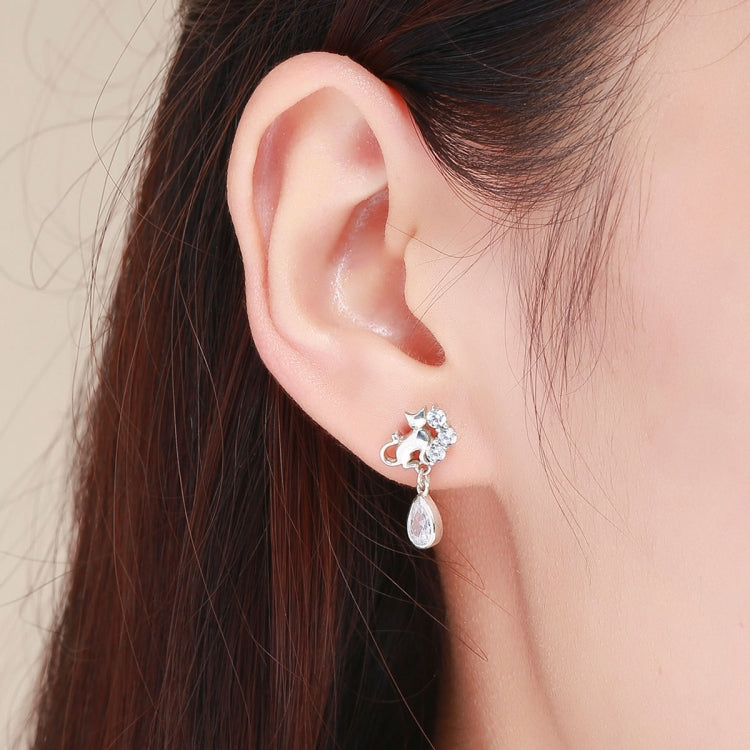 S925 Sterling Silver Cat Retro Earrings Female Earrings
