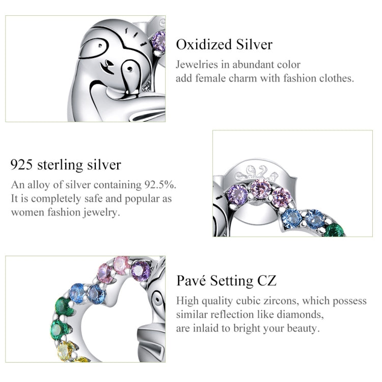 Sterling Silver S925 Heart-shaped Sloth Earrings Personalized Earrings Simple Temperament Female Silver Earrings