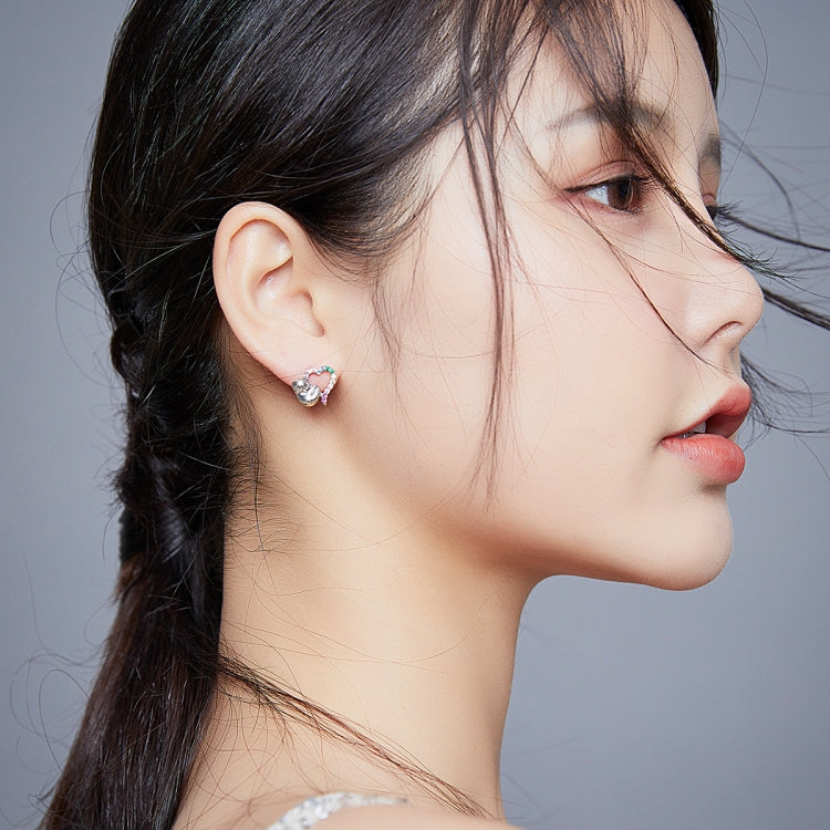 Sterling Silver S925 Heart-shaped Sloth Earrings Personalized Earrings Simple Temperament Female Silver Earrings
