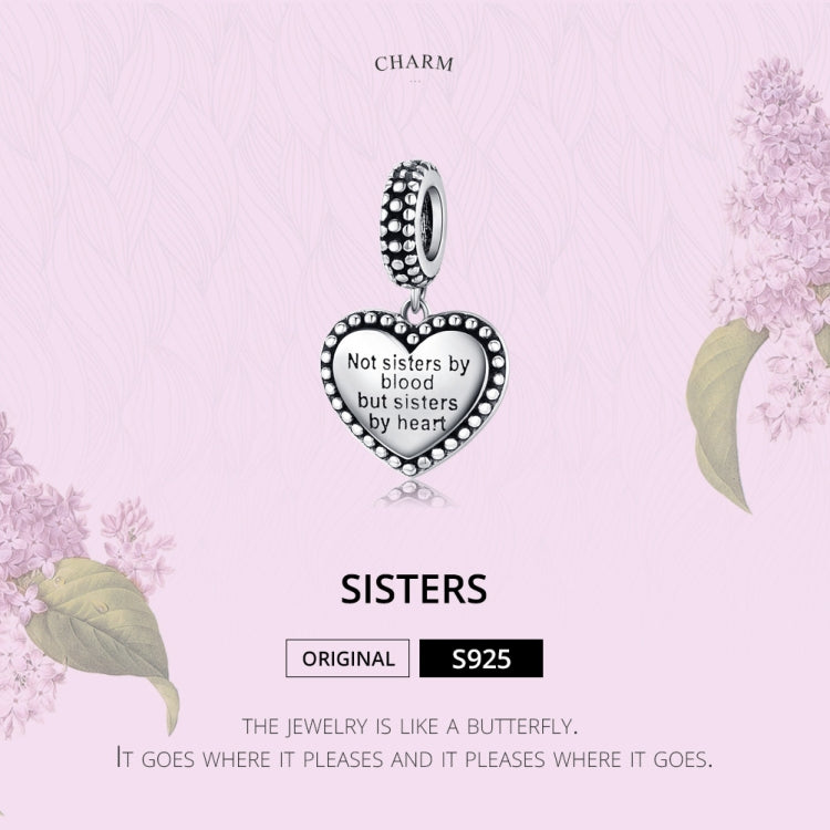 Love Sisters Sterling Silver Pendant DIY Bracelet Accessories Heart-shaped Letter Retro Charm