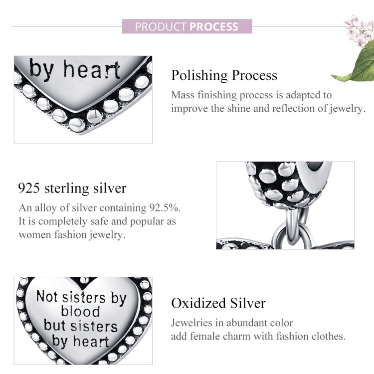 Love Sisters Sterling Silver Pendant DIY Bracelet Accessories Heart-shaped Letter Retro Charm