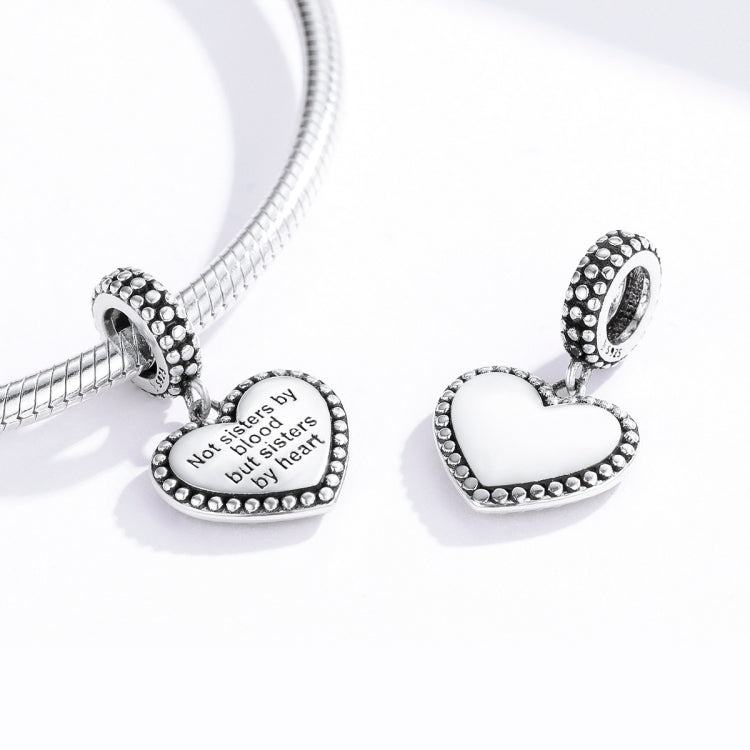 Love Sisters Sterling Silver Pendant DIY Bracelet Accessories Heart-shaped Letter Retro Charm