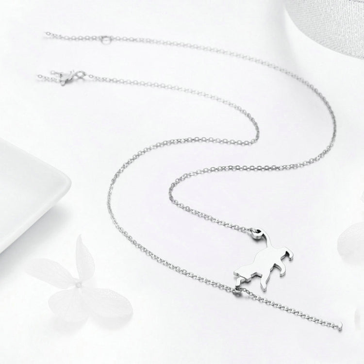 Naughty Kitten S925 Sterling Silver With Zircon Necklace
