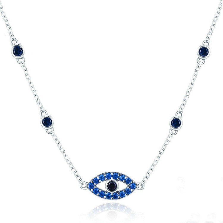 Magic Eye S925 Sterling Silver Necklace Ladies Blue Eye Inlaid Zircon Necklace