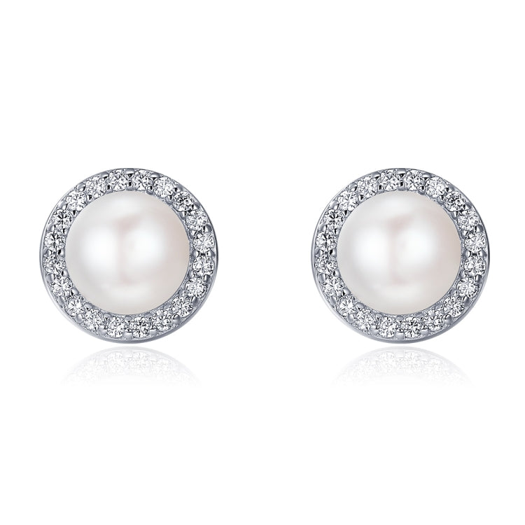 Simple Pearl Diamond Ladies Temperament Earrings S925 Sterling Silver Earrings