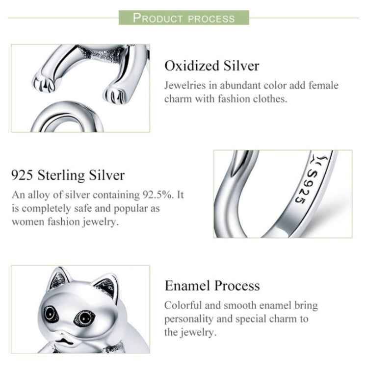 S925 Sterling Silver Ring Naughty Cat Inlaid Zircon Ring