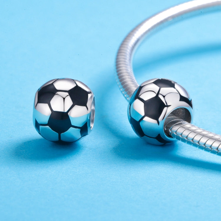 Football Love S925 Sterling Silver Platinum Plated Pendant Loose Beads