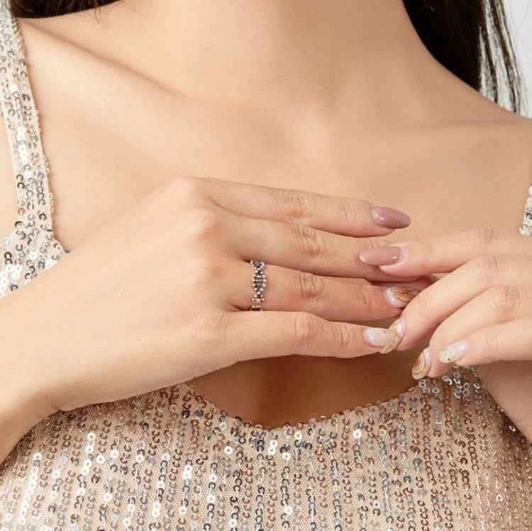 S925 Sterling Silver Ring Vintage Open Ring DNA Shape Ring