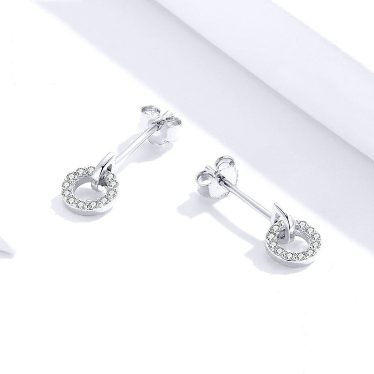 S925 Sterling Silver Small Circle Earrings Platinum Plated Zircon Silver Earrings