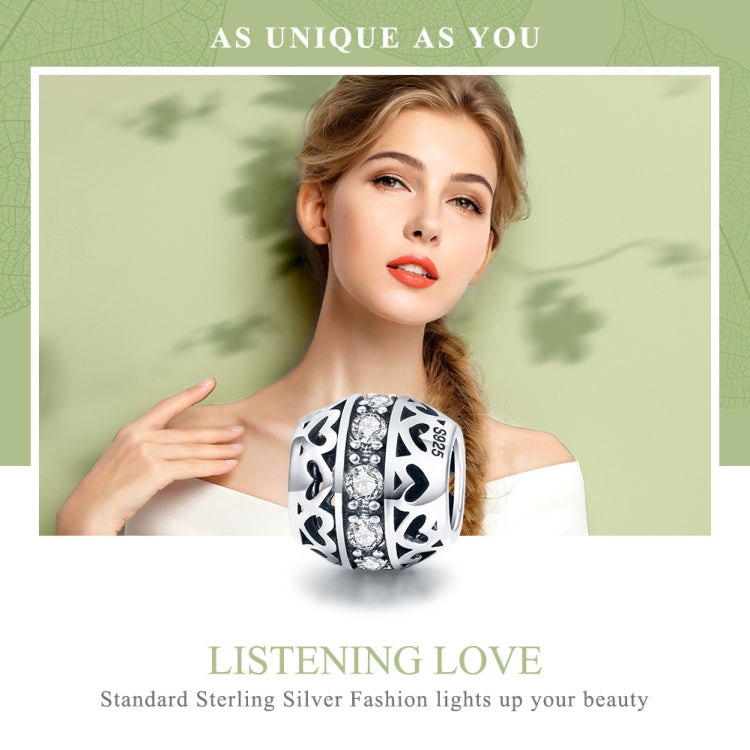 S925 Sterling Silver Listening Love Beads DIY Bracelet Accessories, SCC523