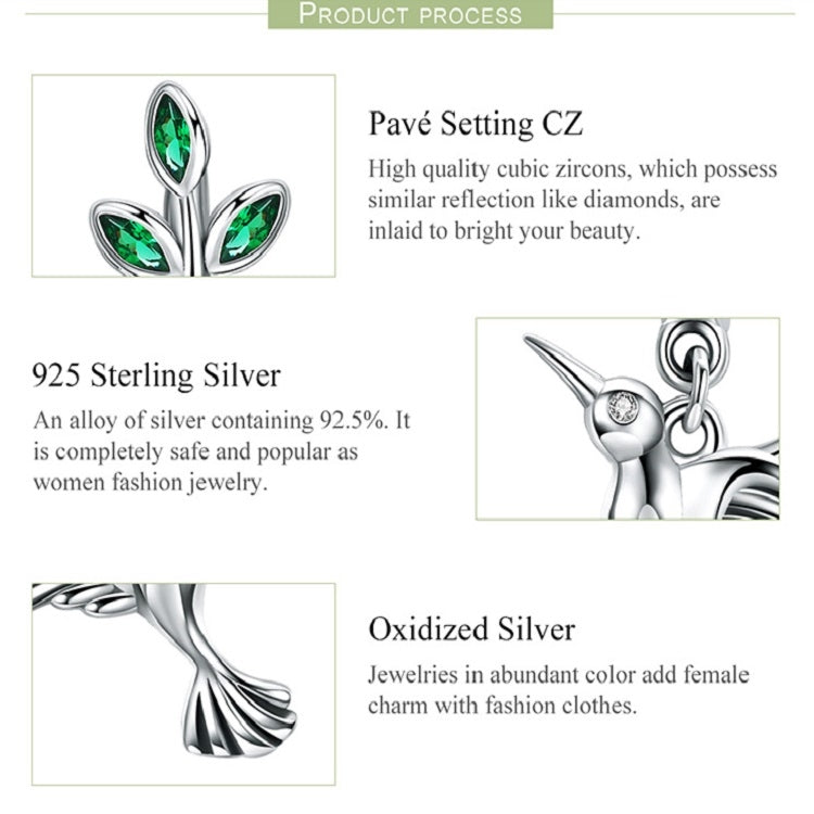 Hummingbird Greetings S925 Sterling Silver With Zircon Earrings