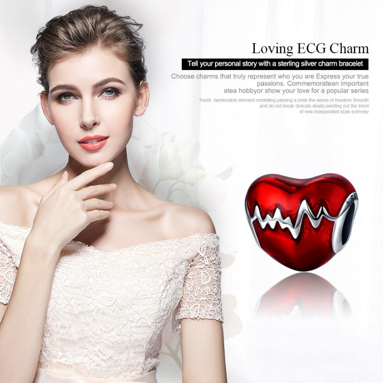 Valentines Day Gift ECG Silver Beads S925 Sterling Silver DIY Bracelet Bead, SCC249