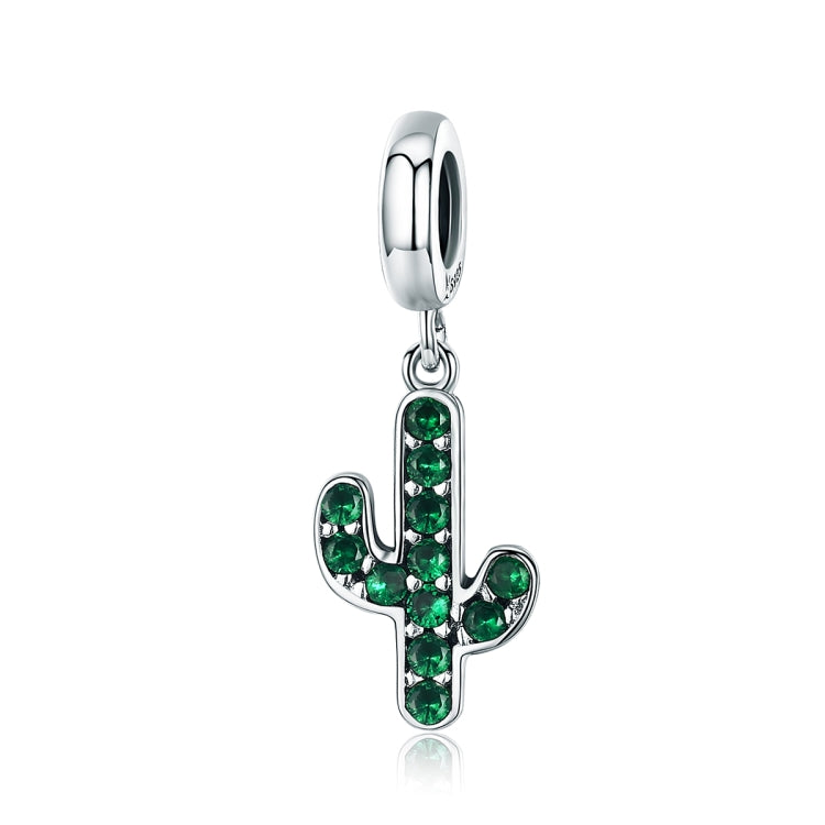 Fresh Cactus DIY Beaded Ladies Bracelet Accessories S925 Sterling Silver Charm, SCC515