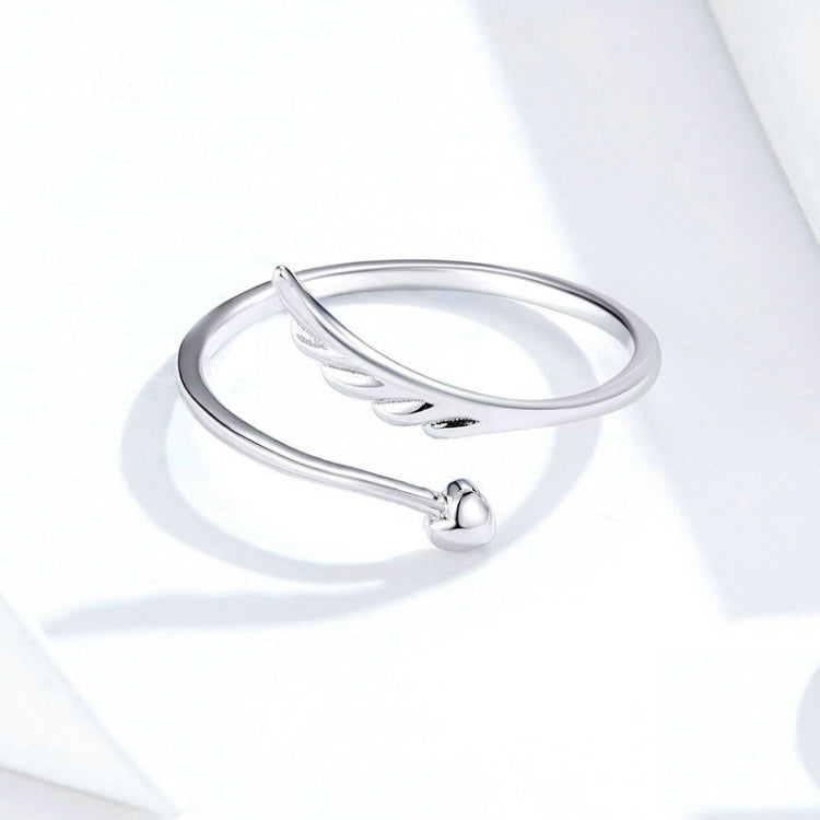 S925 Sterling Silver Angel Wings Open Ring White Gold Plated Open Ring