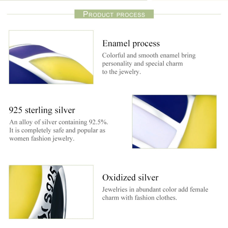 S925 Sterling Silver Drop Oil Personality Beach Volleyball Beaded DIY Bracelet Accessory