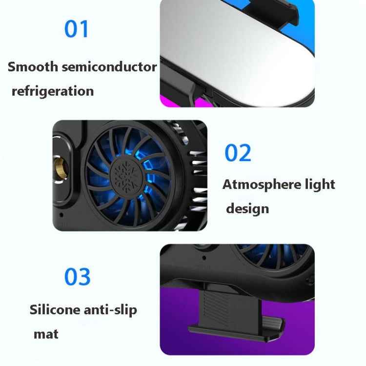 AH-102 Type-C / USB-C + USB Interface Dual Cooling And Fast Cooling Mobile Phone Radiator for 4-6.5 inch Mobile Phones, Power Cable Length: 1.5m