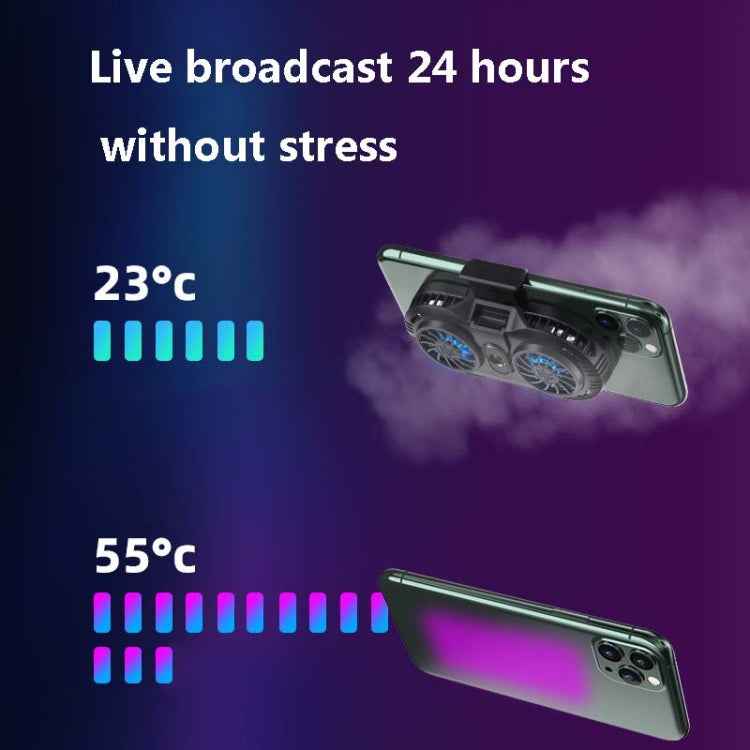 AH-102 Type-C / USB-C + USB Interface Dual Cooling And Fast Cooling Mobile Phone Radiator for 4-6.5 inch Mobile Phones, Power Cable Length: 1.5m