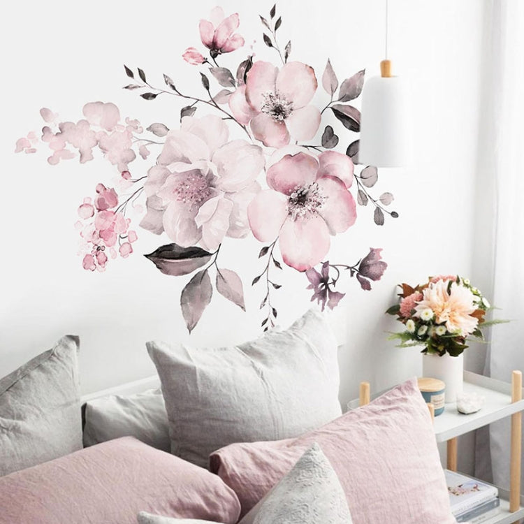 2 PCS Watercolor Flower Group Home Background Decoration Removable Wall Sticker