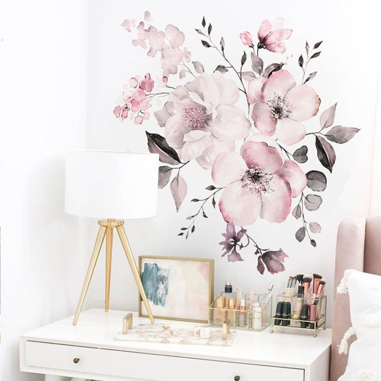 2 PCS Watercolor Flower Group Home Background Decoration Removable Wall Sticker