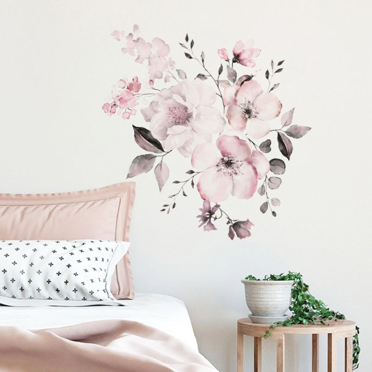 2 PCS Watercolor Flower Group Home Background Decoration Removable Wall Sticker