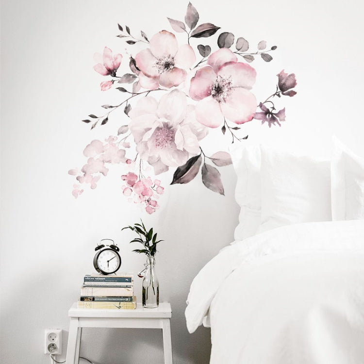 2 PCS Watercolor Flower Group Home Background Decoration Removable Wall Sticker