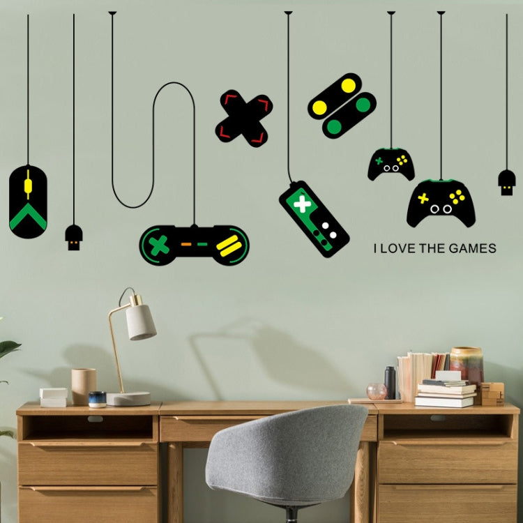 2 PCS Game Console Game Handle Chandelier Wall Stickers Internet Cafe Study Computer Desk Background Sticker
