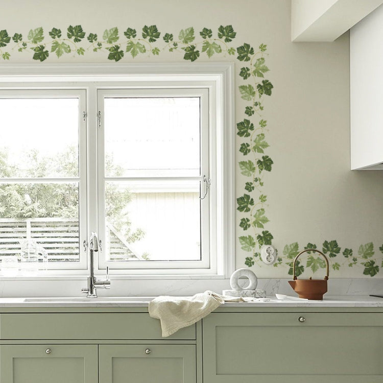 Green Leaf Vine Corner Decoration PVC Self-adhesive Removable Wall Stickers