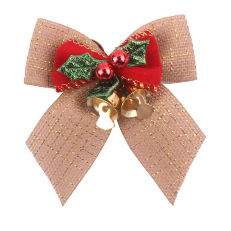 15 PCS Christmas Bow With Iron Bells Christmas Wreath Christmas Tree Decorations, Random Style Delivery