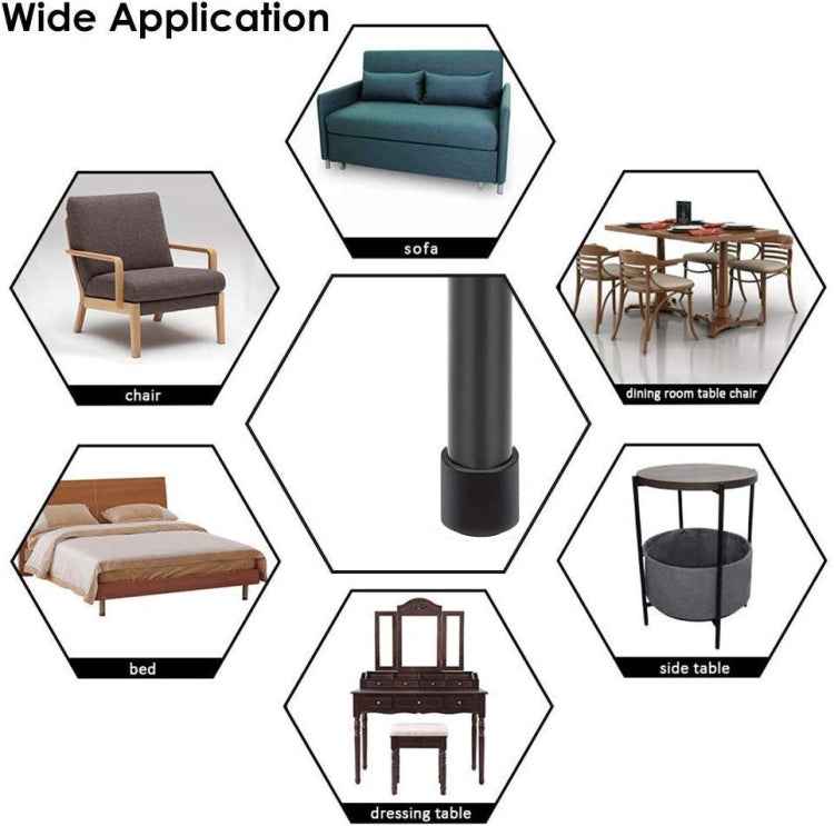 100 PCS Plastic Chair Feet Protectors Black Anti-skid Furniture Legs Table Base Cap Floor Protector Cover, 16mm, 19mm, 22mm, 25mm