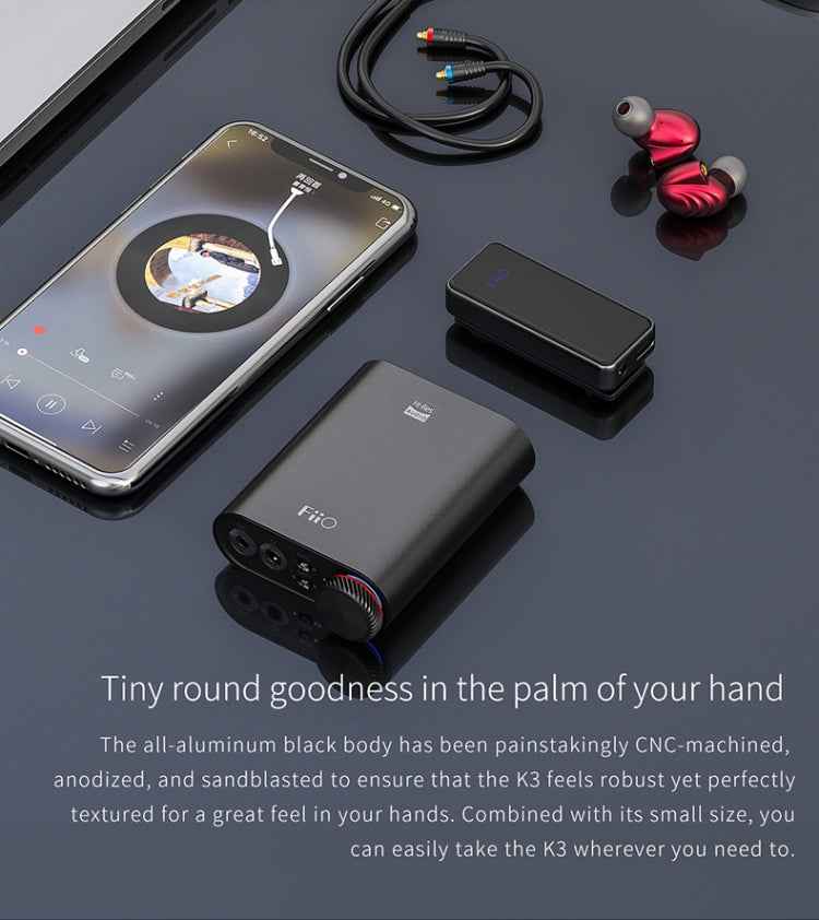 FiiO K3 Portable Headphone Amplifier DSD USB DAC for PC, Support COAXIAL / OPTICAL / 2.5 BALANCE