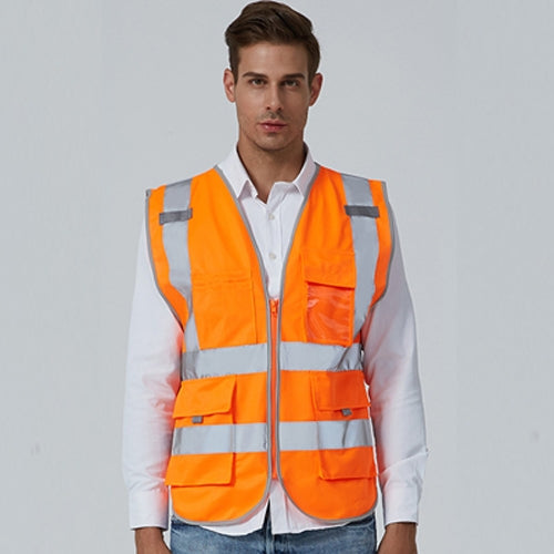Multi-pockets Safety Vest Reflective Workwear Clothing, XXL-Chest 130cm, L-Chest 118cm, M-Chest 112cm, XL-Chest 124cm