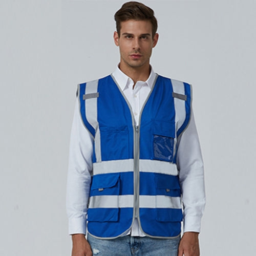 Multi-pockets Safety Vest Reflective Workwear Clothing, XXL-Chest 130cm, L-Chest 118cm, M-Chest 112cm, XL-Chest 124cm