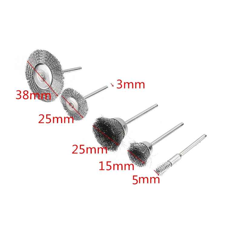10 PCS Wire Brush Metal Descaling Polishing Brush To Remove Oxide Layer Flat Polishing Brush, Pen Shape 3×5MM, Pen Shape 3×8MM, Bowl Shape3×15MM, Bowl Shape3×25MM, Flat 3×25MM, Flat 3×38MM