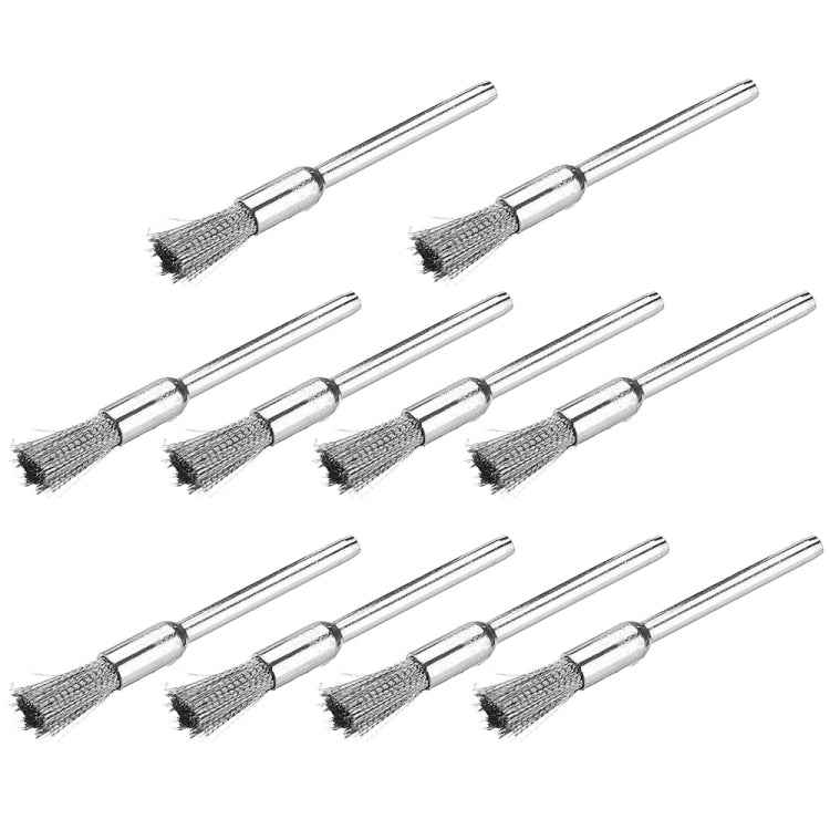 10 PCS Wire Brush Metal Descaling Polishing Brush To Remove Oxide Layer Flat Polishing Brush, Pen Shape 3×5MM, Pen Shape 3×8MM, Bowl Shape3×15MM, Bowl Shape3×25MM, Flat 3×25MM, Flat 3×38MM