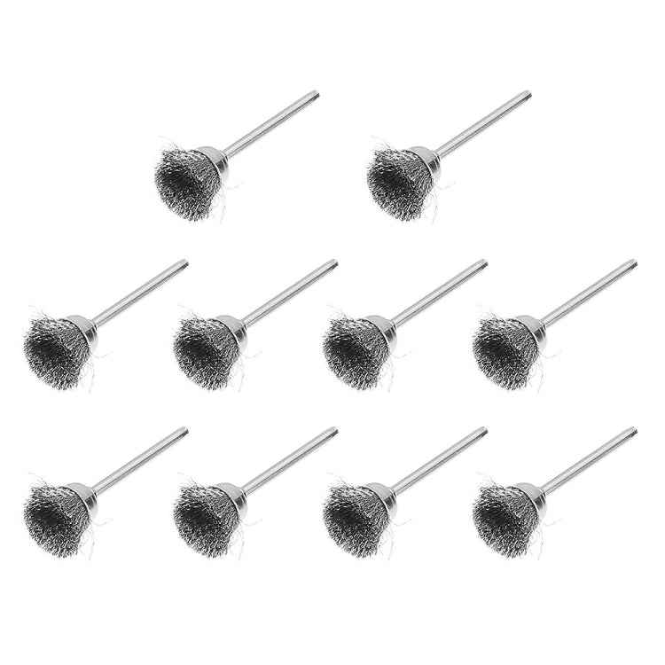 10 PCS Wire Brush Metal Descaling Polishing Brush To Remove Oxide Layer Flat Polishing Brush, Pen Shape 3×5MM, Pen Shape 3×8MM, Bowl Shape3×15MM, Bowl Shape3×25MM, Flat 3×25MM, Flat 3×38MM