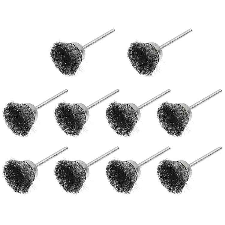 10 PCS Wire Brush Metal Descaling Polishing Brush To Remove Oxide Layer Flat Polishing Brush, Pen Shape 3×5MM, Pen Shape 3×8MM, Bowl Shape3×15MM, Bowl Shape3×25MM, Flat 3×25MM, Flat 3×38MM