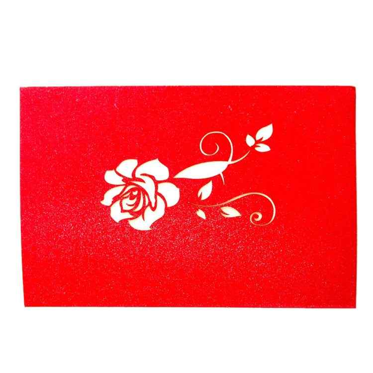 3D Pop Up Rose Thank You Greeting Postcards Flower Handmade Blank Vintage Paper Happy Birthday Love Gift Card, Size: 13x16cm