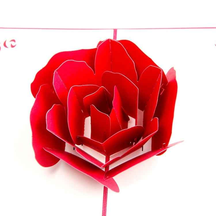 3D Pop Up Rose Thank You Greeting Postcards Flower Handmade Blank Vintage Paper Happy Birthday Love Gift Card, Size: 13x16cm