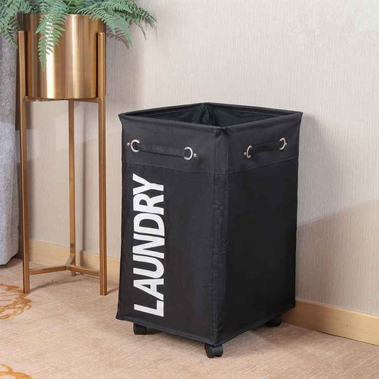 Bathroom Oxford Waterproof Dirty Clothes Laundry Foldable Storage Basket Hamper with Wheels