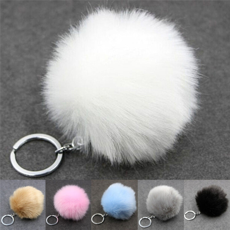 Simple Key Chain Fur Ball Pompon Keychain Pompom Artificial Rabbit Fur Animal Keychains for Woman Car Bag Key Rings
