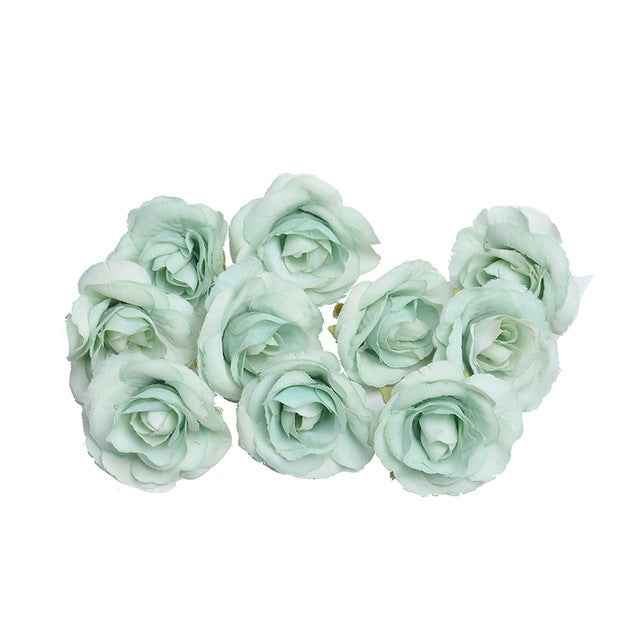 10 Sets 4cm Artificial Flower Silk Rose Flower Head for Wedding Party Home Decoration